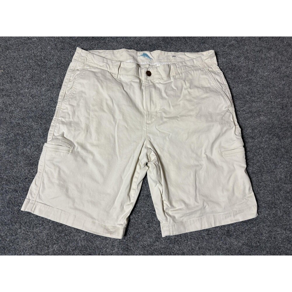 Tommy Bahama Cargo Shorts Mens 36 White Stretch 10" Inseam Flat Front Casual
